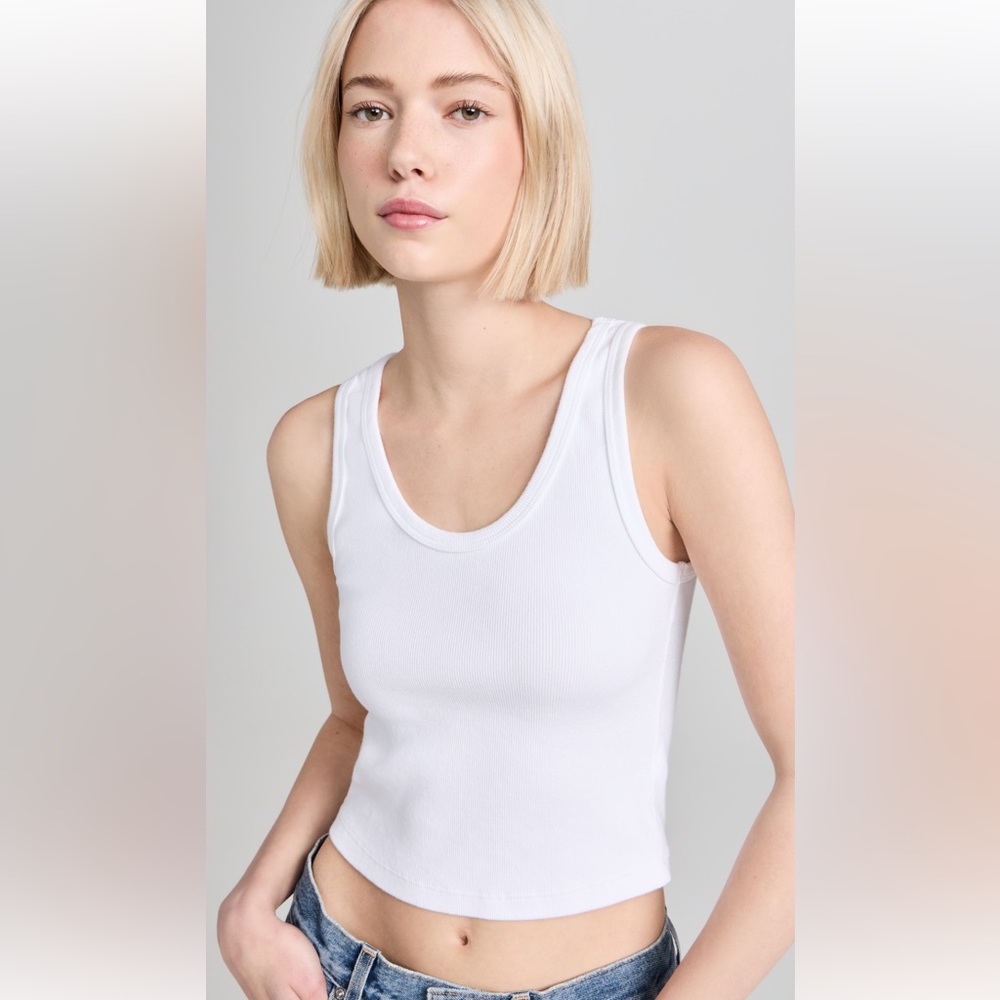 perfectwhitetee Blondie structured rib bra friendly tank, L